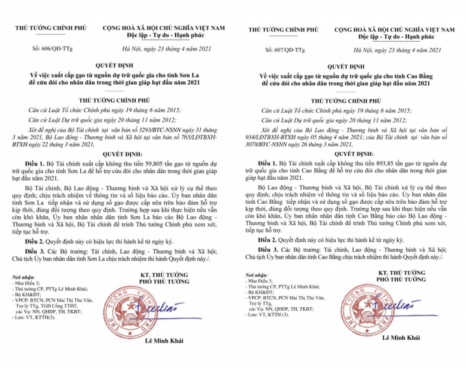 Chính phủ Quyết định cấp gần 1000 tấn gạo cứu đói cho nhân dân ở Cao Bằng và Sơn La