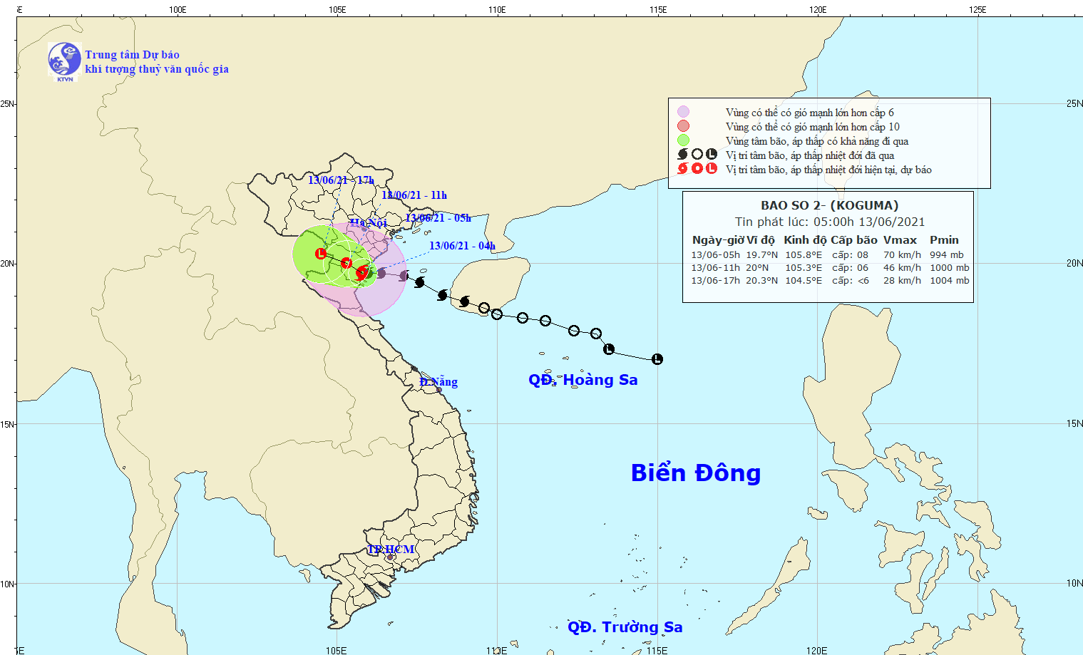Thời tiết ngày 13/6: Bão số 2 đổ bộ, mưa bao phủ các tỉnh phía Bắc và nhiều tỉnh miền Trung