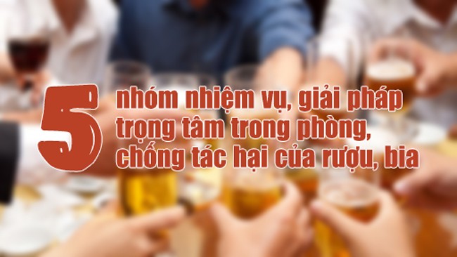 5 nhóm nhiệm vụ, giải pháp trọng tâm trong phòng, chống tác hại của rượu, bia