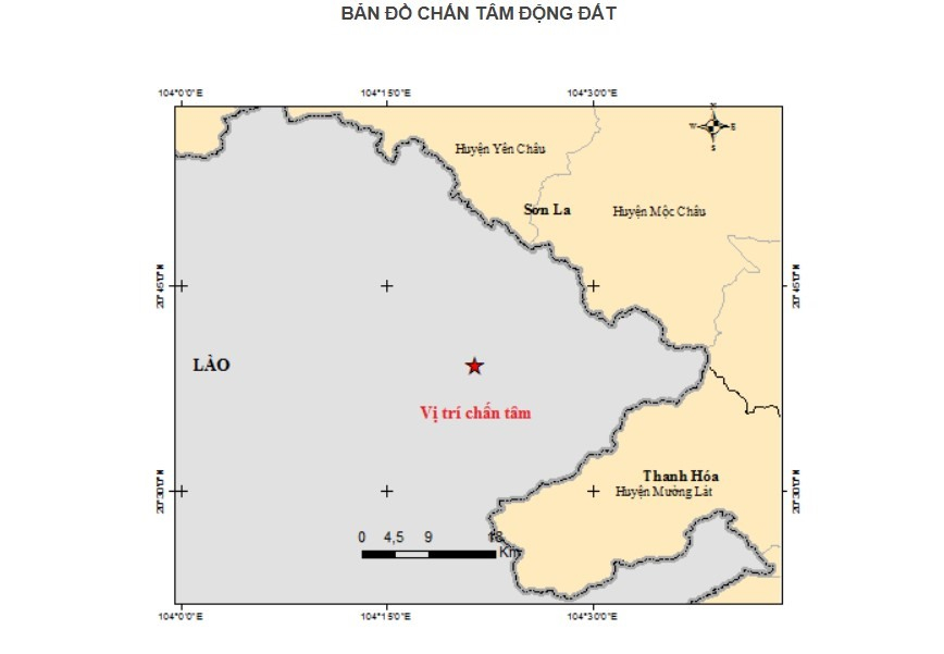 Sơn La xảy ra động đất 3,7 độ richter
