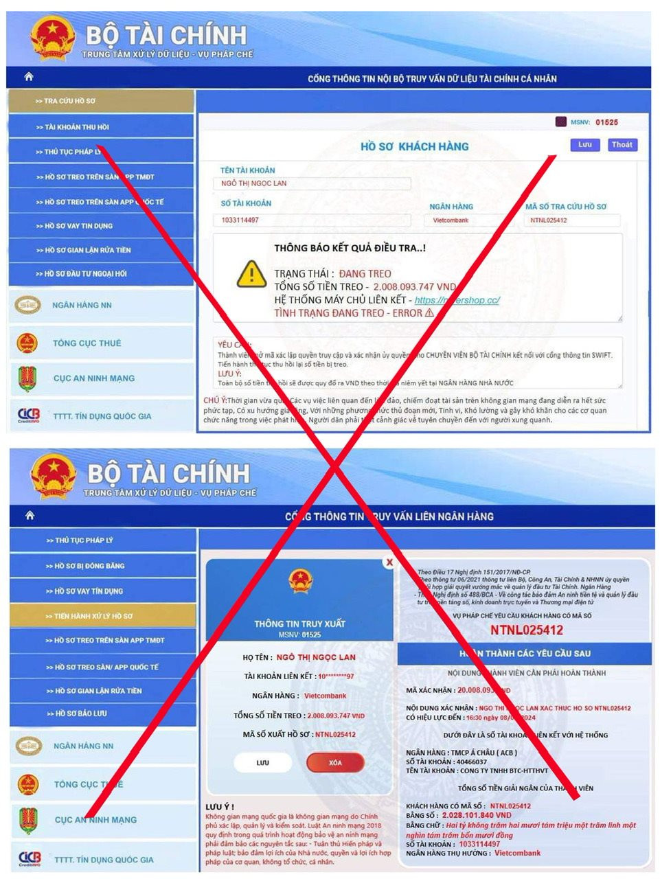 Cảnh báo giả mạo con dấu, website của Bộ Tài chính để lừa đảo