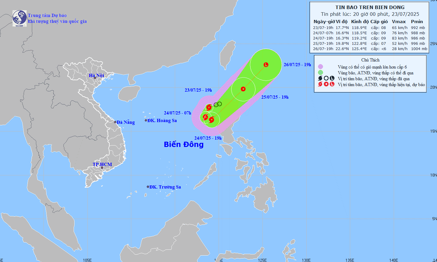 Áp thấp nhiệt đới đã mạnh thành bão số 4