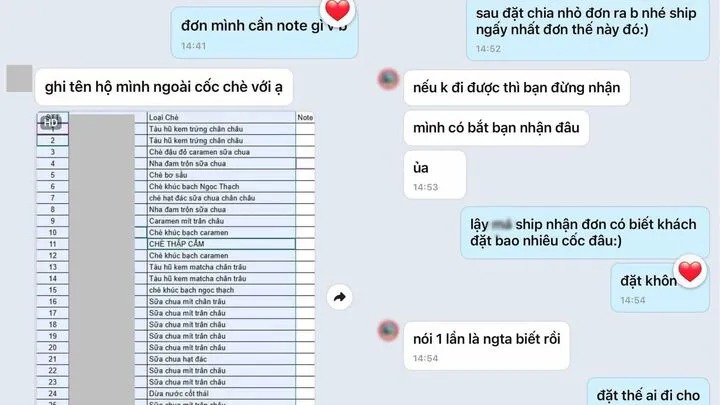 Xôn xao chuyện cô gái bắt shipper giao 30 cốc chè ghi tên từng người