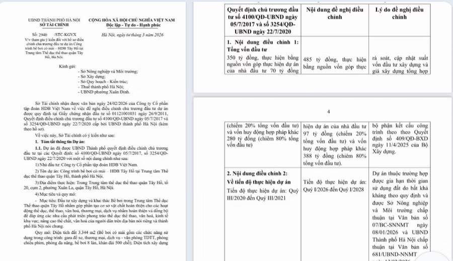 Dự án bể bơi HDB Tây Hồ: Chủ đầu tư xin tăng vốn lên 485 tỷ đồng, xin gia hạn đến năm 2028