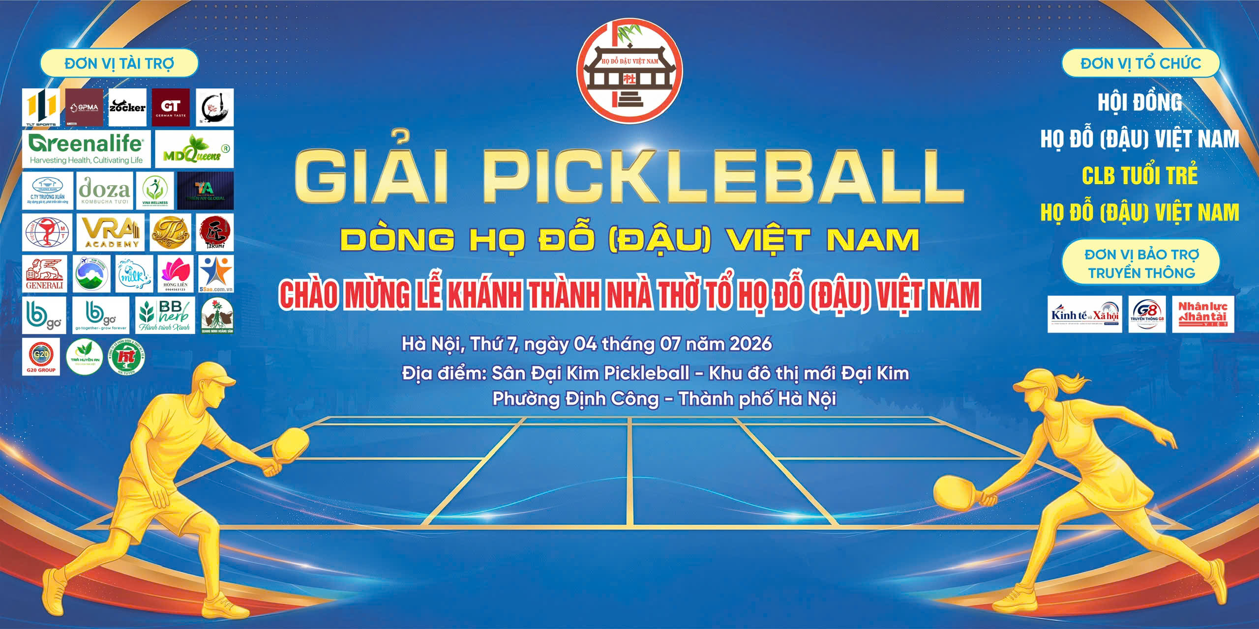 Hướng tới Giải Pickleball họ Đỗ (Đậu) Việt Nam lần thứ II – 2026, tranh Cúp 