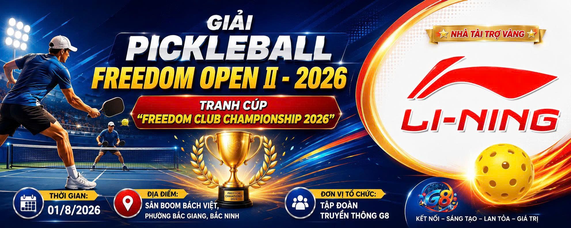 Li-Ning cùng các doanh nghiệp, đơn vị đồng hành góp phần làm nên thành công của Giải Pickleball Freedom Open II – 2026